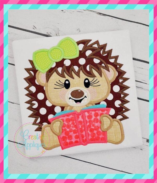 Reading Hedgehog Girl Applique