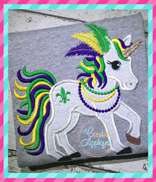 Mardi Gras Unicorn Applique