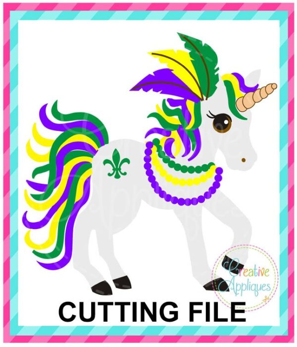 Mardi Gras Unicorn Cutting File SVG DXF EPS