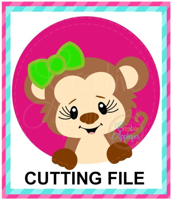 Monkey Girl Circle Cutting File SVG DXF EPS