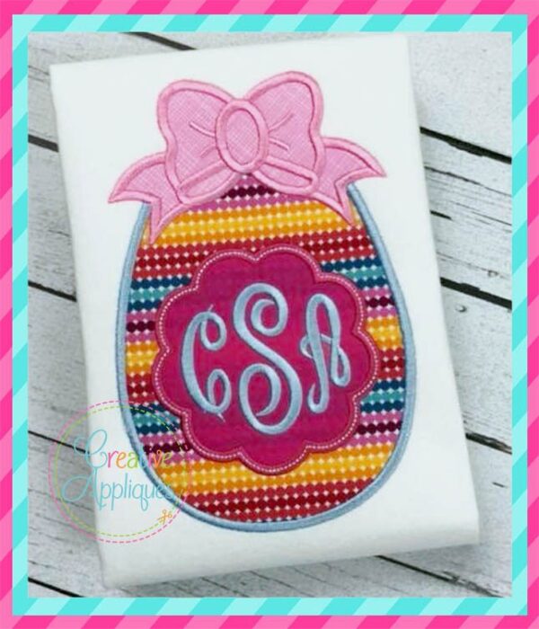 Egg Monogram Bow Applique