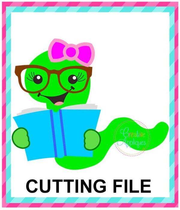 Reading Bookworm Girl Cutting File SVG DXF EPS