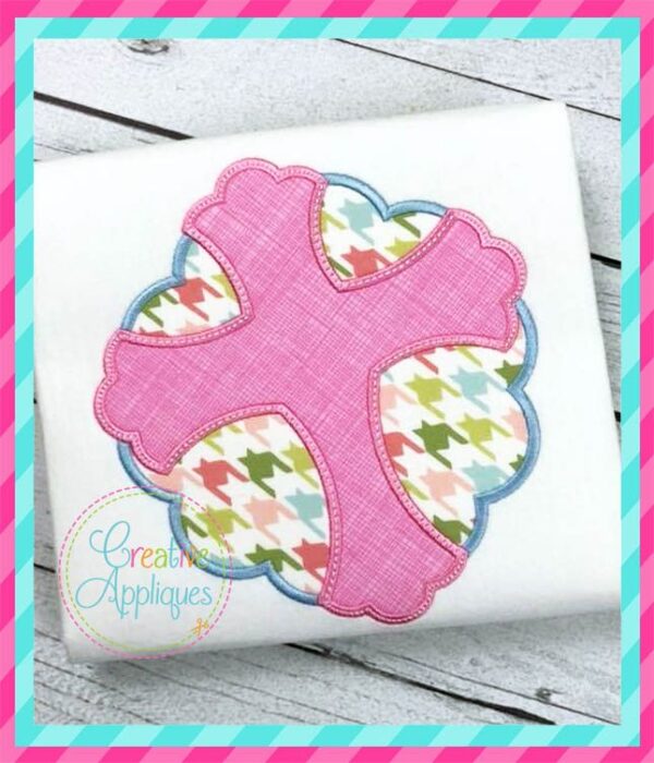 Cross Scallop Circle Applique