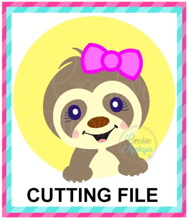 Sloth Girl Circle Cutting File SVG DXF EPS