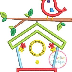 birdhouse embroidery applique design