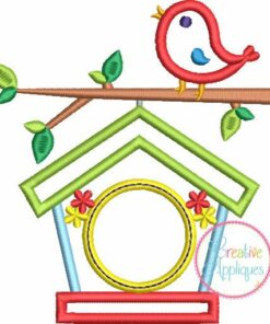 monogram birdhouse embroidery applique design