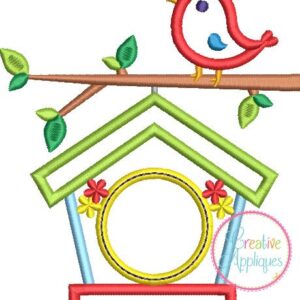 monogram birdhouse embroidery applique design