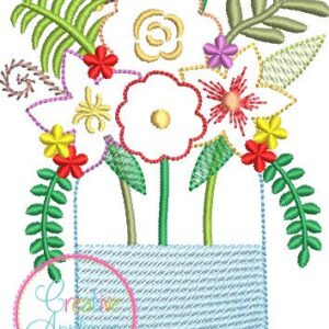 Flower Bouquet Mason Jar Applique