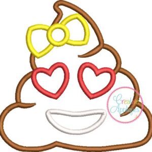 Poop Emoji Girl applique embroidery design