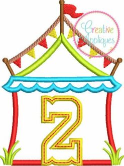 circus tent 2 birthday number-applique embroidery design