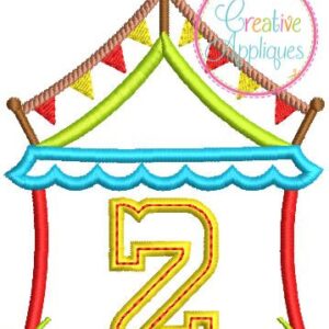 circus tent 2 birthday number-applique embroidery design