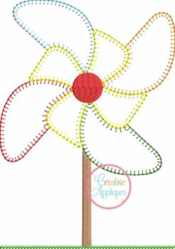 Pinwheel vintage stitch embroidery applique design