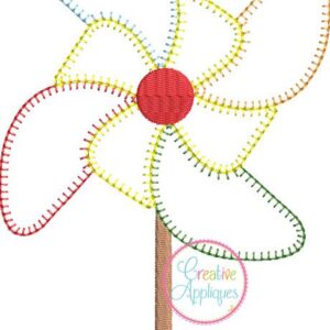 Pinwheel vintage stitch embroidery applique design