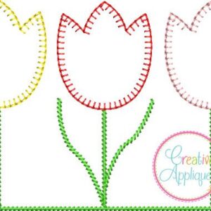 Three Tulips Blanket Stitch Embroidery Applique Design