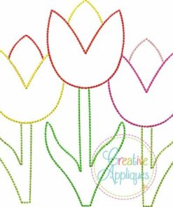 Tulip Trio Vintage Stitch embroidery applique design
