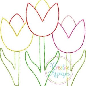 Tulip Trio Vintage Stitch embroidery applique design