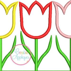 three tulip trio embroidery applique design