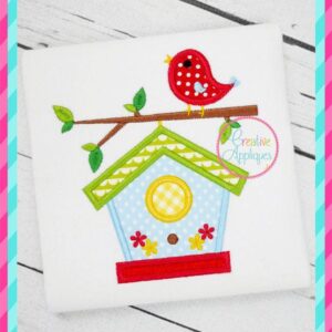 birdhouse embroidery applique design