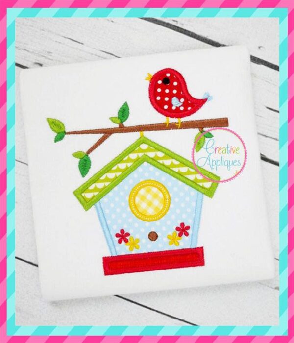 birdhouse embroidery applique design