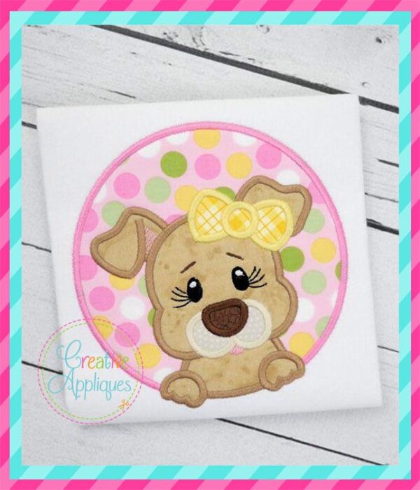 Dog Girl Circle Applique