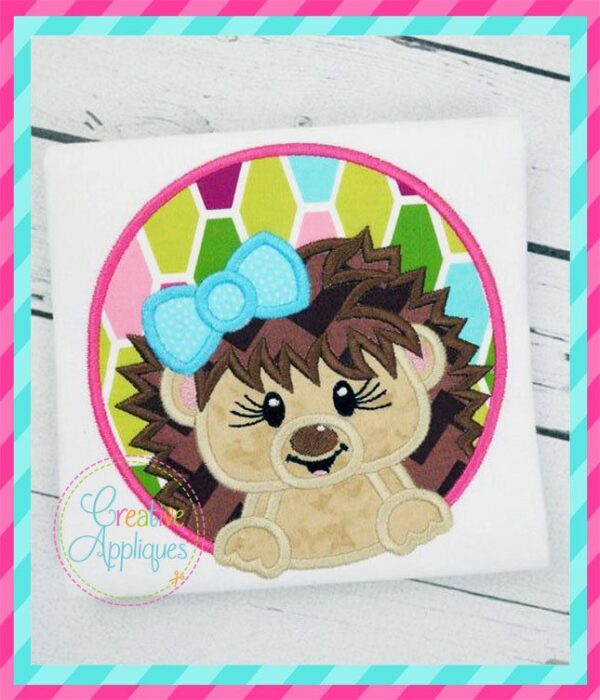 Hedgehog Girl Circle Applique