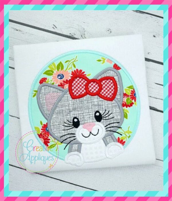 Cat Girl Circle Applique