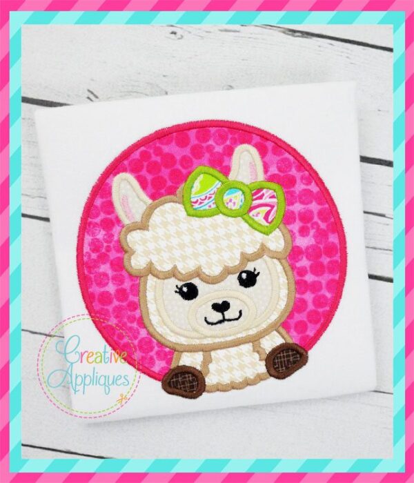 Llama Girl Circle Applique