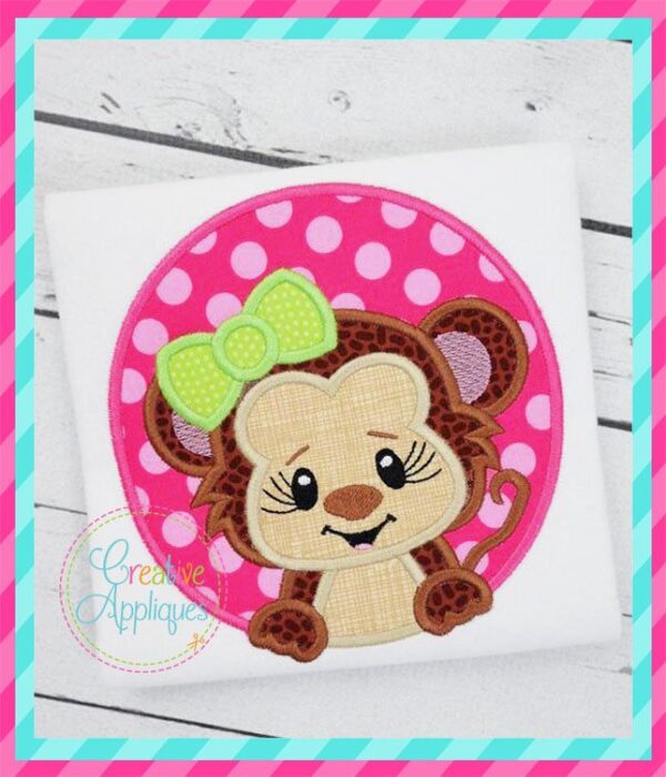 Monkey Girl Circle Applique