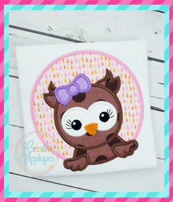 Owl Girl Circle Applique