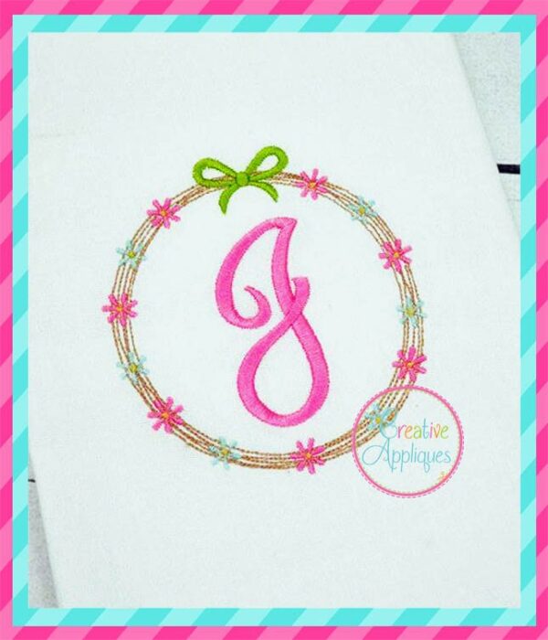 spring wreath monogram alphabet embroidery alphabet font