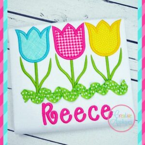 three tulip trio embroidery applique design