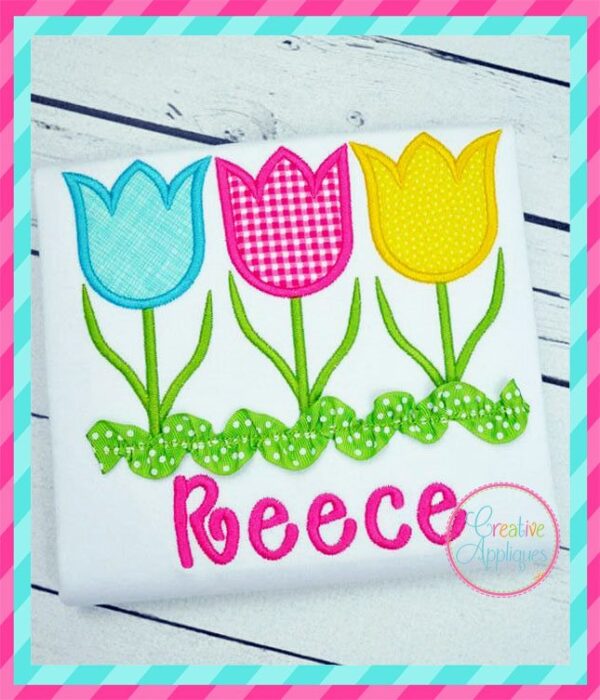 three tulip trio embroidery applique design