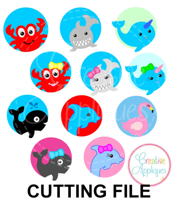 circle-whale-shark-crab-dolphin-narwhal-flamingo-svg-cutting-file-silhouette-cricut-creative-appliques