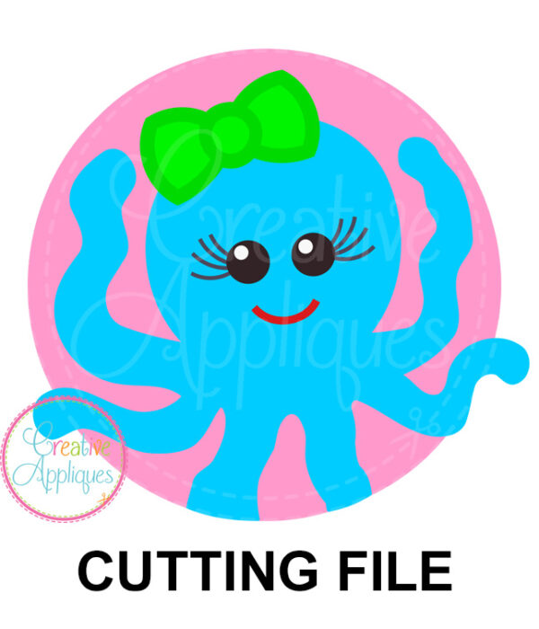 Girl Octopus Circle Cutting File SVG DXF EPS