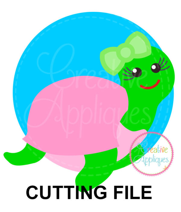 Girl Sea Turtle Circle Cutting File SVG DXF EPS