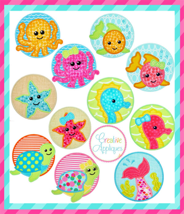 Sea Animal Circle Applique Set 1