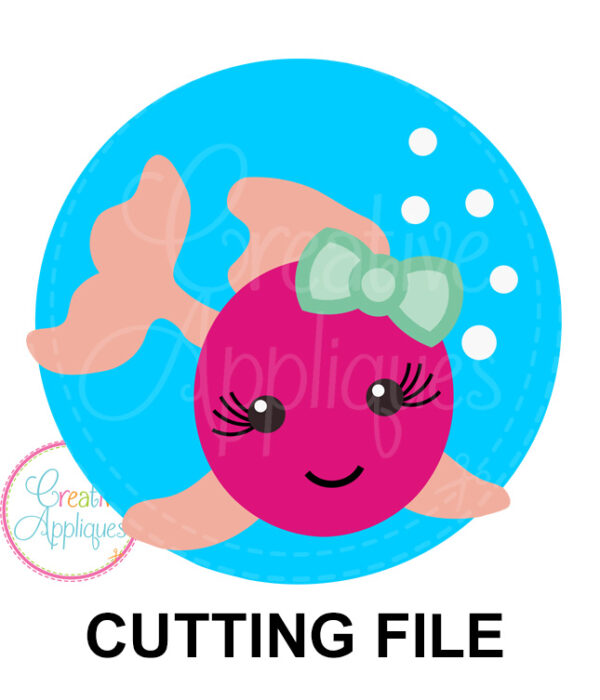 Girl Fish Circle Cutting File SVG DXF EPS