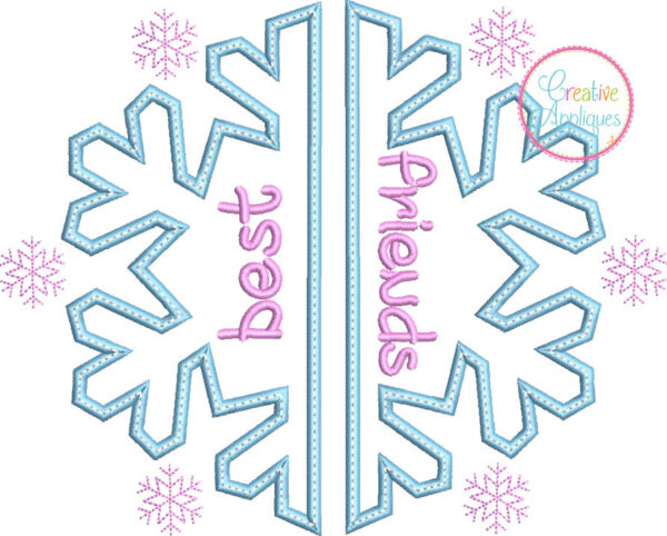 Best Friends Split Snowflake Applique - Image 2