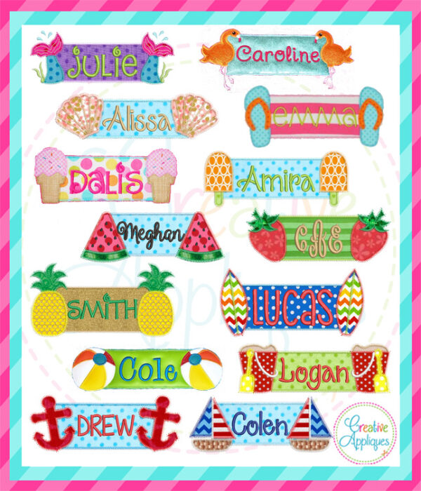 Zigzag Stitch Beach Frame Applique Set