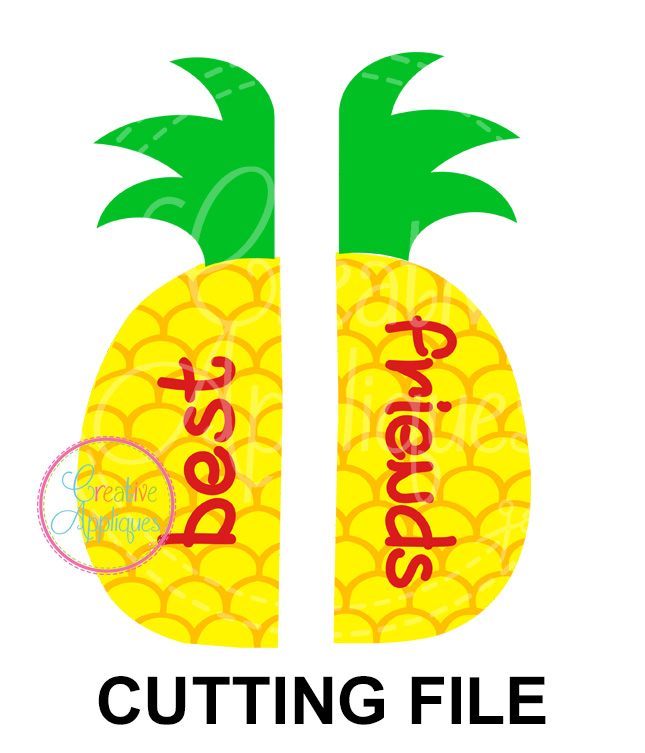 Best Friends Split Pineapple Cutting File Svg Dxf Eps Creative Appliques