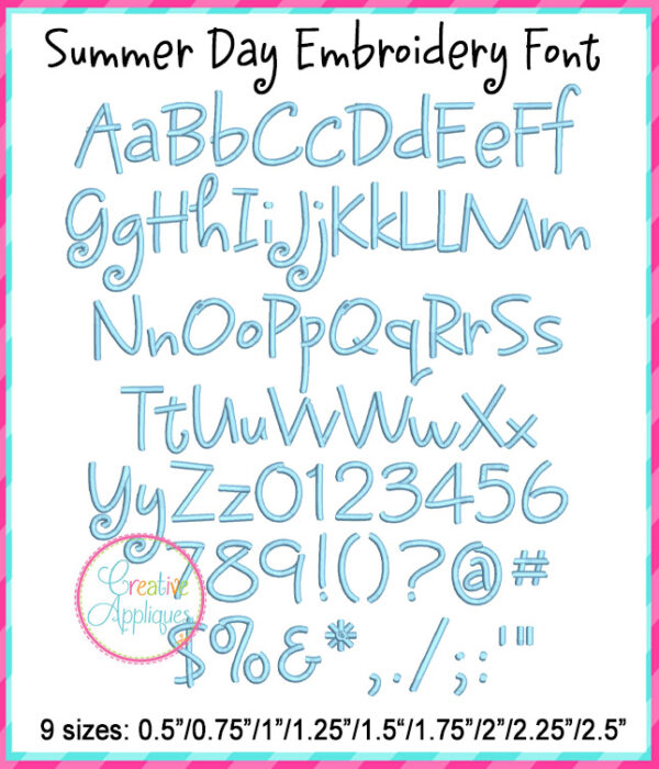 Summer Day Embroidery Font