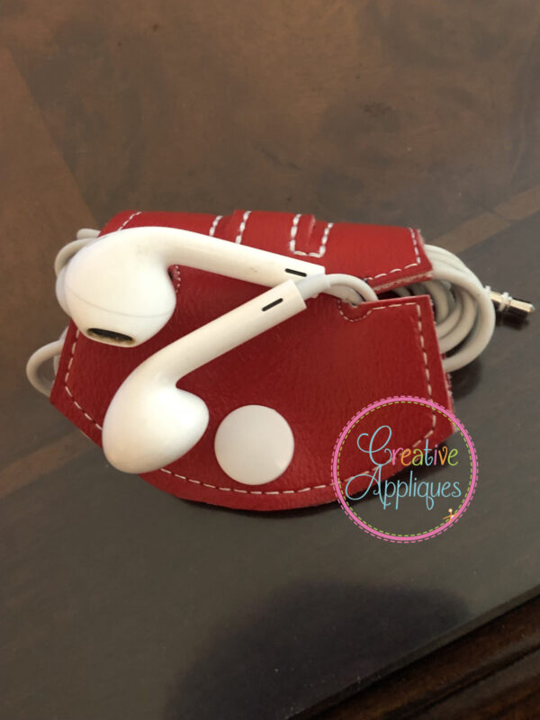 Earbuds Cord Wrap Snap tab + Charm In The Hoop Design - Image 3