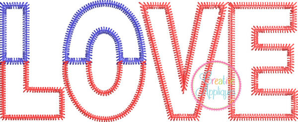 Zigzag Stitch Love American Flag Applique - Image 2