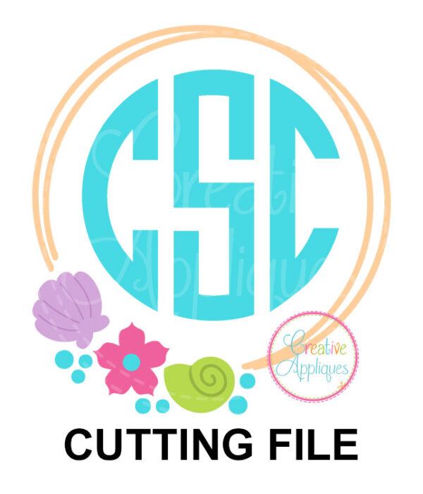 Beach Monogram Frame Cutting File SVG DXF EPS