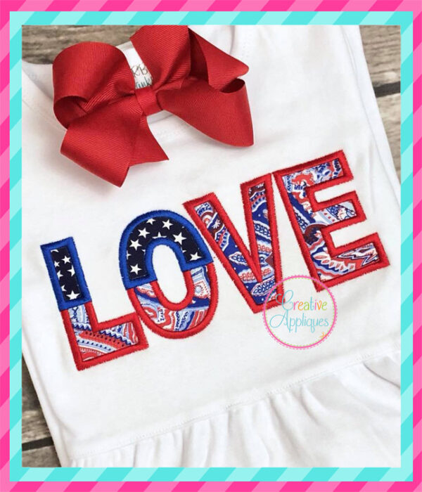 Love American Flag Applique