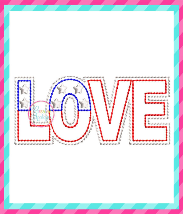 Love American Flag Feltie Embroidery - Image 2