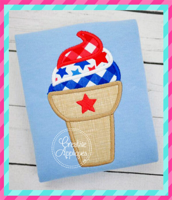 Patriotic Ice Cream Cone Applique