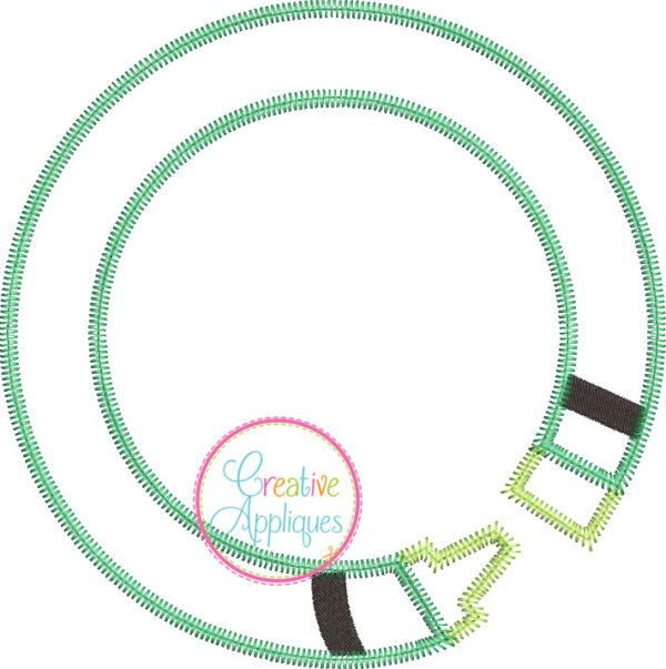 Zigzag Stitch Crayon Circle Monogram Applique Frame - Image 2