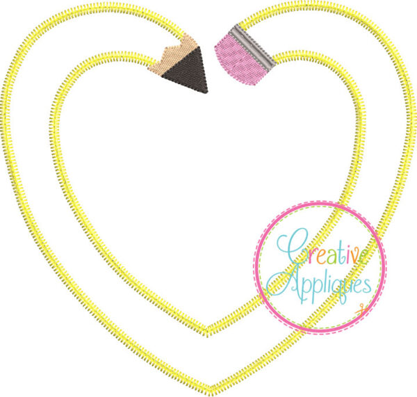 Zigzag Stitch Pencil Heart Applique - Image 2