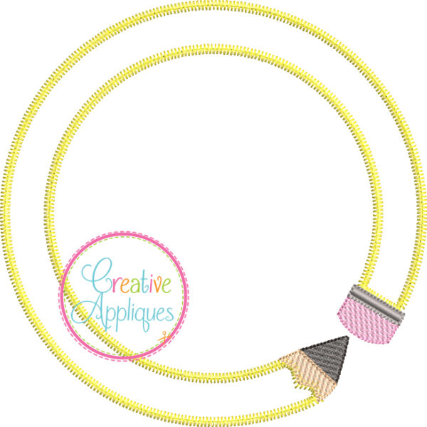 Zigzag Stitch Pencil Circle Monogram Applique Frame - Image 2